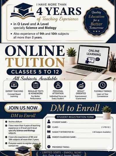 Online Tutor Class 5-12 | O/A Level Science Biology | FREE Demo Class