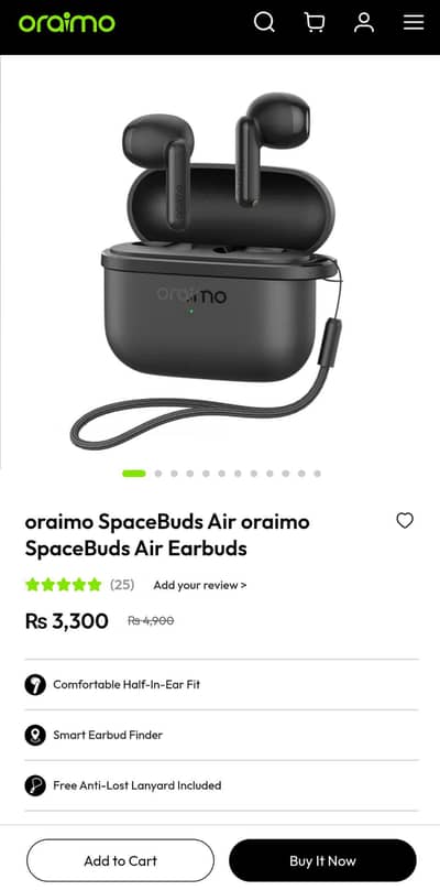 Oraimo SpaceBuds Air True Wireless Earbuds (OriGinal Price 3300 on web