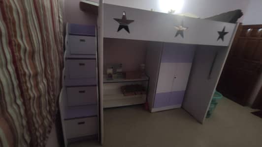 Customized Kids Loft Bed Set with Wardrobe, Stairs & Dressing Table