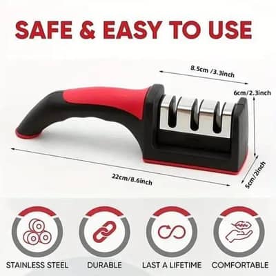 kitchen knife sharpener red black abs plastic
