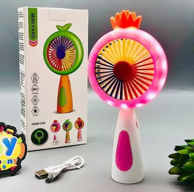 Minni Fan Rechargeable with LED Light Portable USB Handheld Fan[Mine .