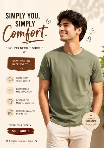 Plain Round Neck Cotton T-Shirts | Premium Quality | All Sizes