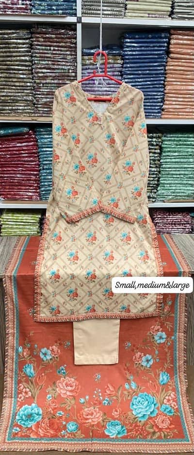 PRINTED LAWN WITH EMBROIDERED LACEWORK2026