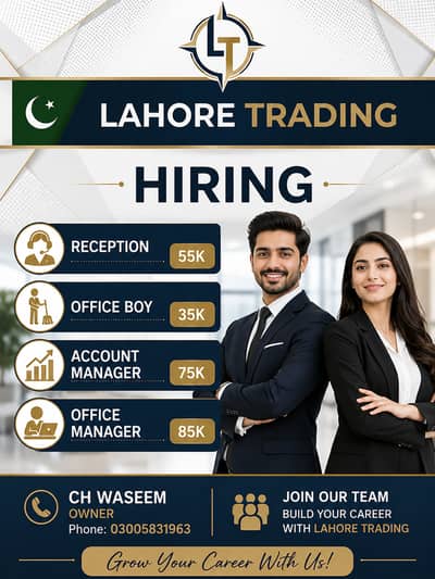 Reception || Office Boy || Account Manager || Office Manager