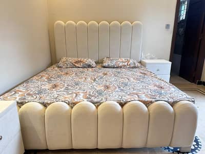 king size bed with 2 side tables and mattress included