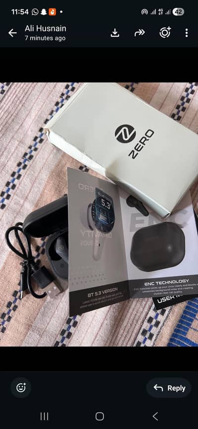 Zero wave pro earbuds with ENC mic bluetooth 5.3 like new