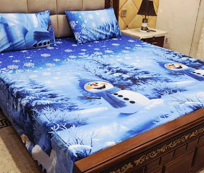 Kids Print Bed Sheet King Size / Bachon ki Cotton Bedsheet 3 PC Free D