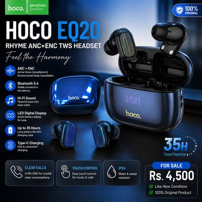 HOCO EQ20 ANC + ENCEarbuds condition 10/10 caling k liyy best with box