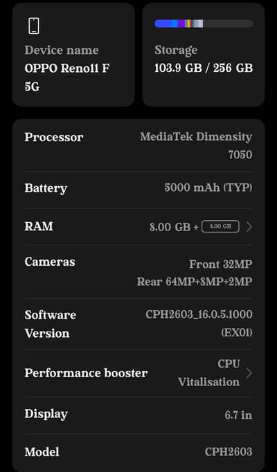 Ram 8+8  256Gb Memory