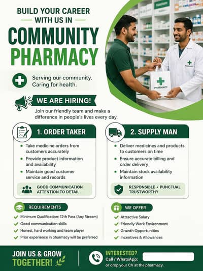 Pharma oder taker and supply man required