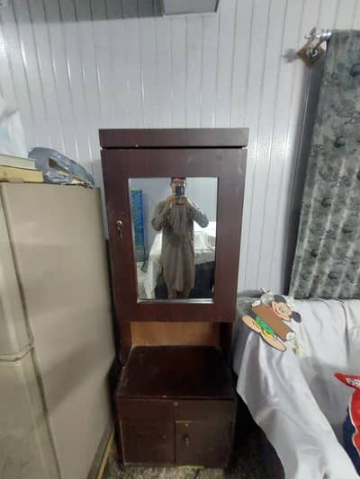 Wooden Mirror Dressing Table with Storage - Vanity Cupboard