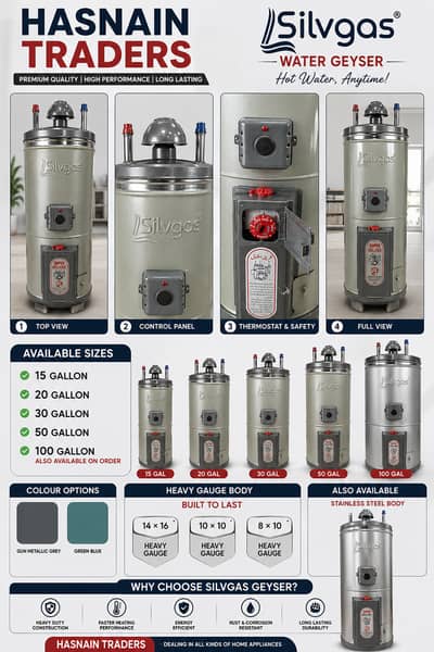 Silvgas Heavy Duty Gas Geyser | Electric + Gas Water Heater |