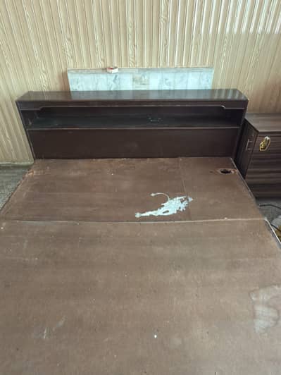 For Sale: Queen Size Wooden Bed with 2 Matching Side Tables