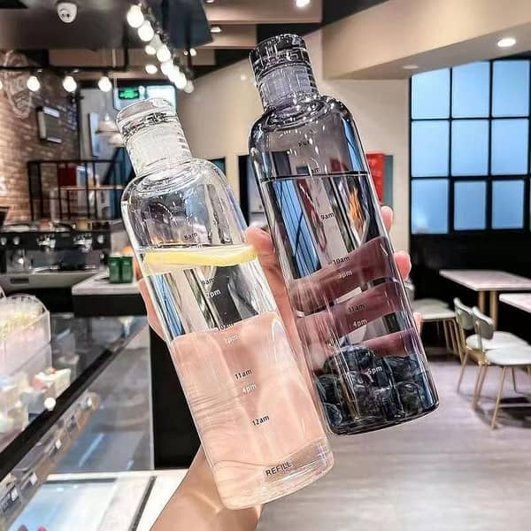 1000ml Elegant Leakproof Water Bottle with Time Scale Stay Hydrated Daily Lightweight & Portable for Fitness & Outdoor Adventures