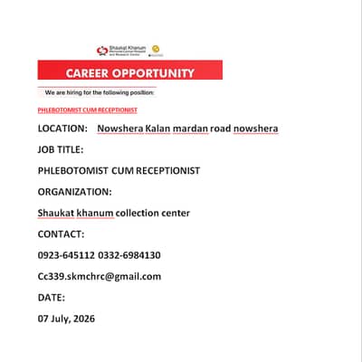 Phlebotomist cum Receptionist