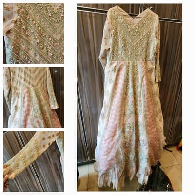 Designer Peach & Pink Heavily Embellished Bridal Maxi | Formal Maxi