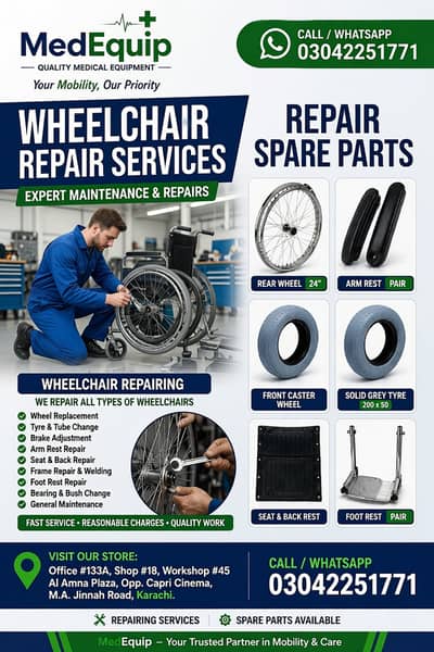 New Foldable Wheelchair – Heavy Duty Steel Frame Repair Pakista