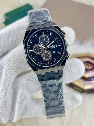 New Men's Watch | Steel Chain   (Blackk/Silver)