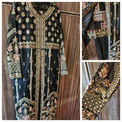 Maria Osama Designer Formal Suit with Crushed Sharara | Luxury Dress