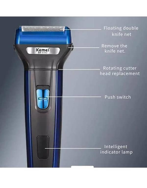 Original Kemei KM-6332 Professional 3-in-1 Grooming Kit - Rechargeable Men's Shaving Machine, Beard Trimmer, Hair Clipper & Nose Trimmer - All-in-One Personal Care Set"