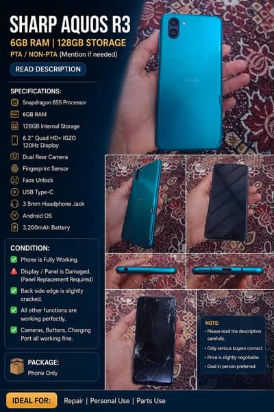 Sharp Aquos R3 | Snapdragon 855 | 6GB/128GB |PTA Approved(03253121205)