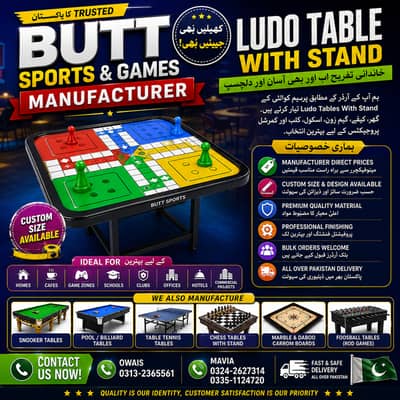 Customized Ludo Table | Dabbo | Patti | Snooker Table | Chess table
