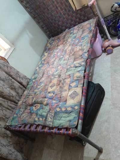Charpai champaign bed iron bed metal bed single bed