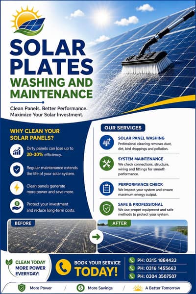 Washing solar plates
