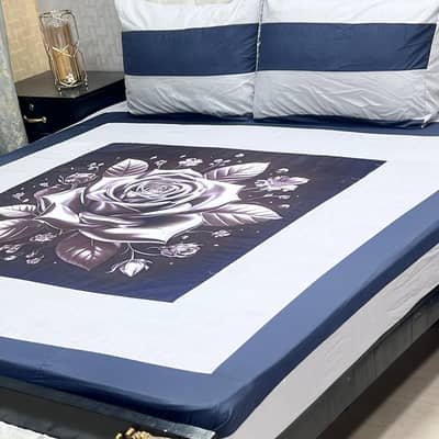 3D Printed Gold Panel Bedsheet King Size / Cotton 3PC Suit Free Delive