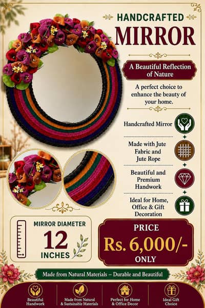 Handmade jute mirror# 03708876015# handicraft# handmade items
