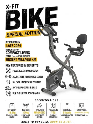 ZERO X-Fit Foldable Exercise Bike (Slightly Used / Like New)
