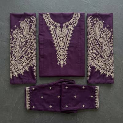 Purple Gold Embroidery 2-pc women suit for wedding 2999