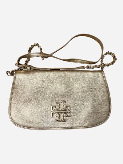 Tory Burch Metallic Gold Leather Shoulder Bag