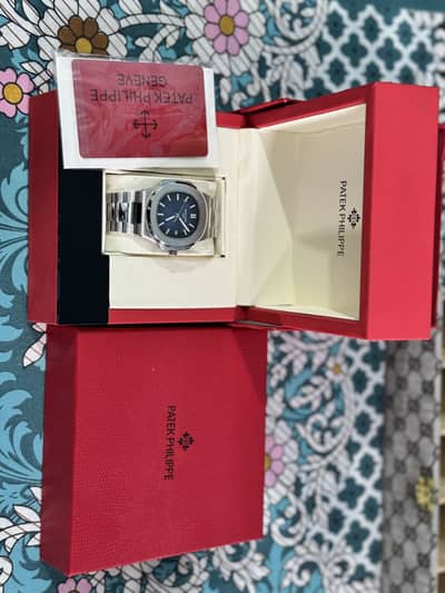 PATEK PHILIPPE  STYLE STAINLESS STEEL WRIST WATCH WITH BOX& CARD