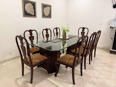 Glass Top Dining Table with Console and Chair-Set