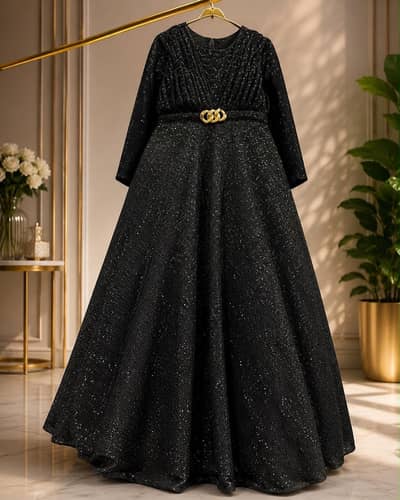 elegant black shimmer maxy Black Shimmer Maxi | Party Wear Dress