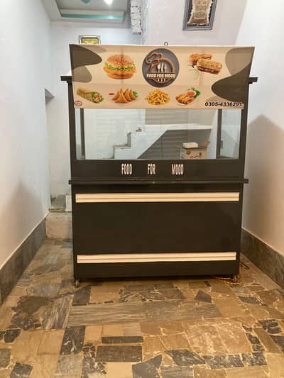 counter for burger, shawarma & Fries