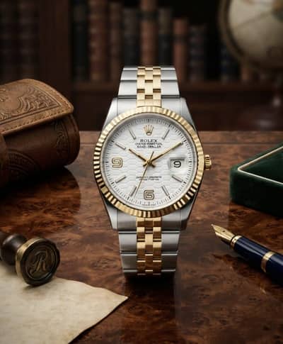 Premium Luxury Men's Watch – Two-Tone Gold & Silver Jubilee Chain