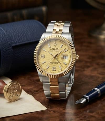 Premium Luxury Men's Watch – Two-Tone Gold & Silver Jubilee Chain