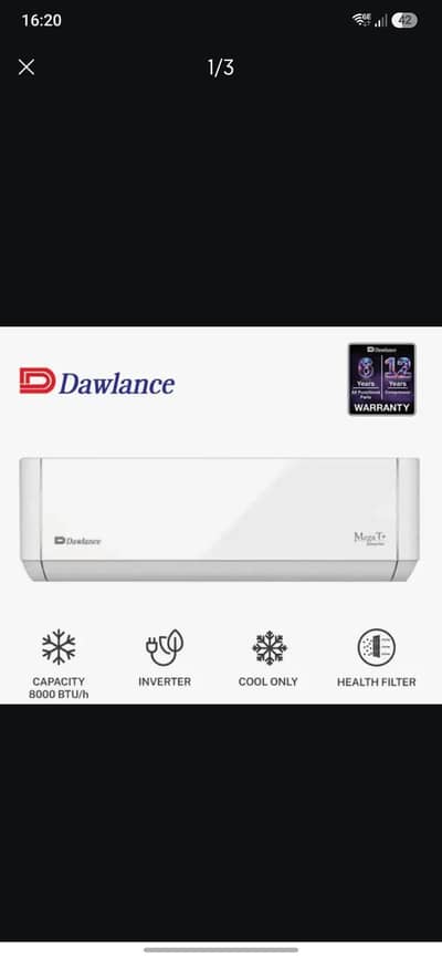 Dawlance inverter AC 0.75 ton brand new