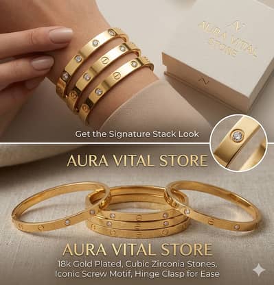 Luxury  Bangle Bracelet for Women Elegant Screw Design. Premium Stainl