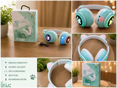 Cat STN - 28 Wireless Bluetooth Headphone with LED Light In Best Price