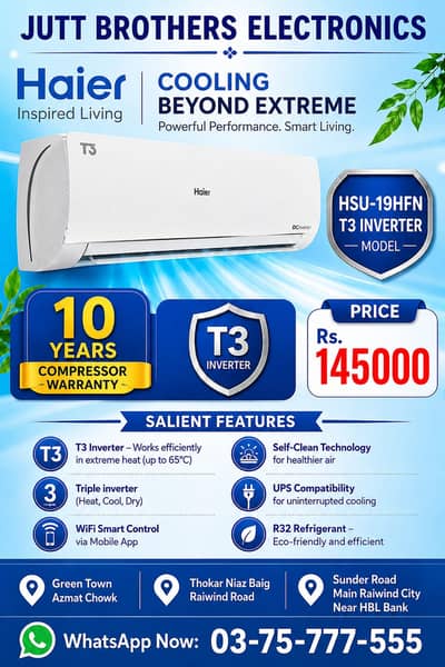 Haier HSU-19HFN 1.5 Ton T3 DC Inverter Split AC