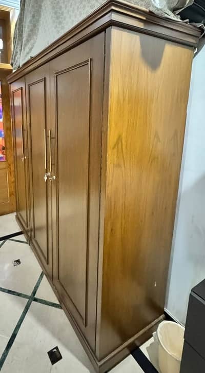 3-Door Wooden Wardrobe - Walnut Finish