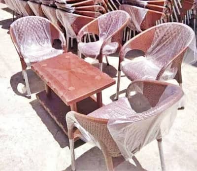 plastic chair and table