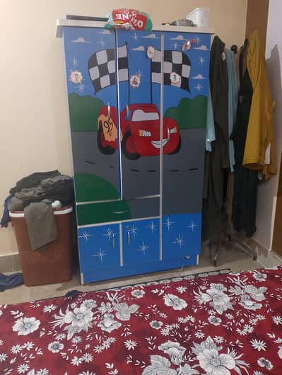 single bed and kids cupboard