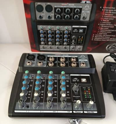 Wharfedale Pro Connect 802USB Mixer 6 Canali 2 Mic Preamp USB Karaoke