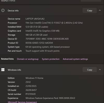 Lenovo Laptop IdeaPad 3 i5 11th Gen  | 12GB/256GB | Touch Display
