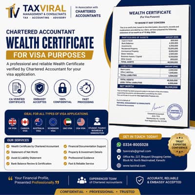 Chartered Accountant Wealth Certificate for Your Visa Application