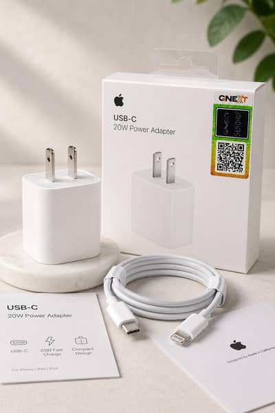iphone 20 watt adapter with type-c to lightning cable